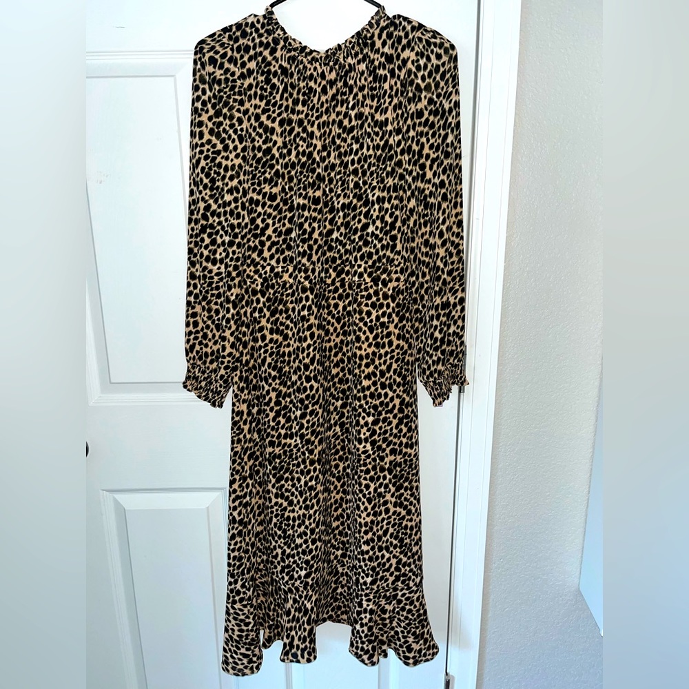 J.Crew Brown Print Long Sleeve Maxi Dress, size 6